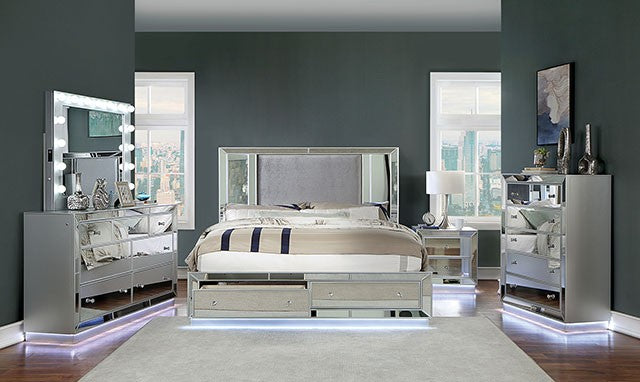 Belladonna Bed Model Cm7417Sv-E.King Bed By Furniture Of America 