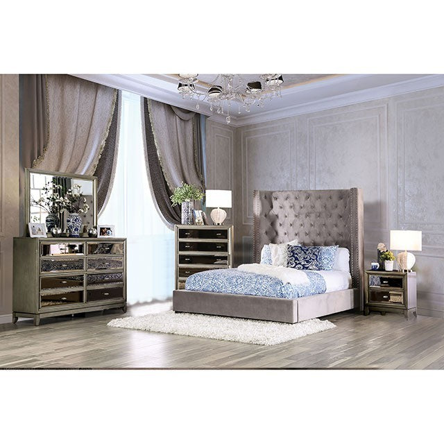 Mirabelle Bed Model Cm7679Gy-Queen Bed By Furniture Of America 
