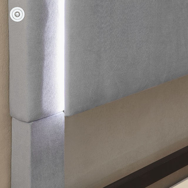 Erglow Bed Model Cm7695Gy-E.King Bed, Gray By Furniture Of America 