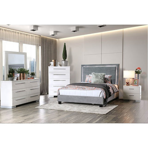 Erglow Bed Model Cm7695Gy-Queen Bed, Gray By Furniture Of America 
