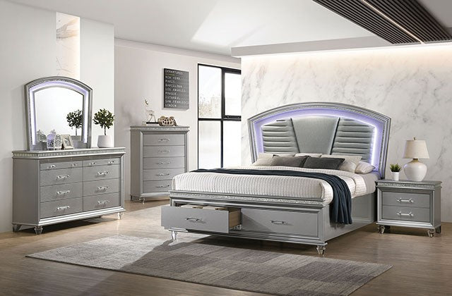 Maddie Bed Model Cm7899Sv-E.King Bed By Furniture Of America 