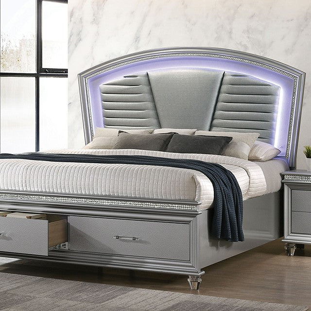 Maddie Bed Model Cm7899Sv-Queen Bed By Furniture Of America 