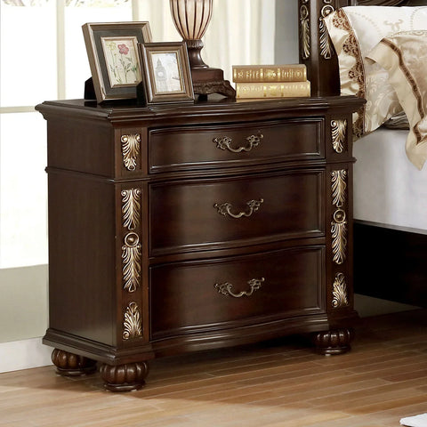 Theodor Brown Cherry Traditional Night Stand With Usb Plug By Furniture of America