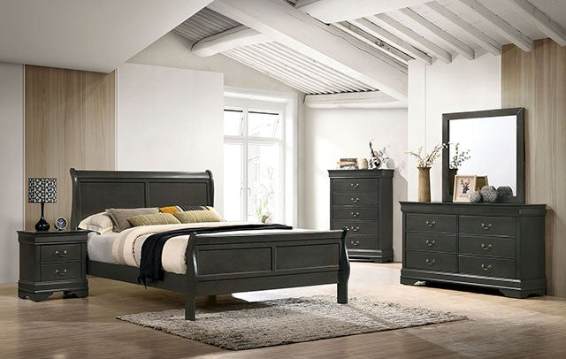 Louis Philippe Bed Model Cm7966Gy-Full Bed By Furniture Of America 