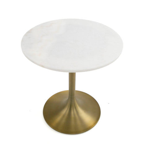 Modrest Collins Glam White Marble & Gold End Table Model VGGMM-ET-1089A