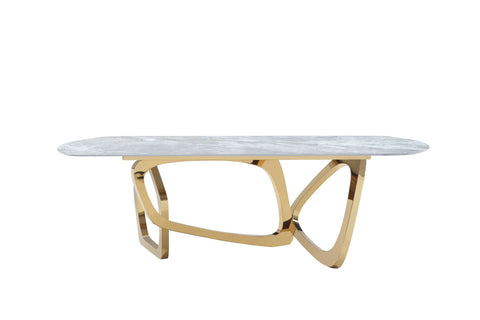 Modrest Colton Modern Gray Microlite & Gold Dining Table Model VGZAT112-GRY