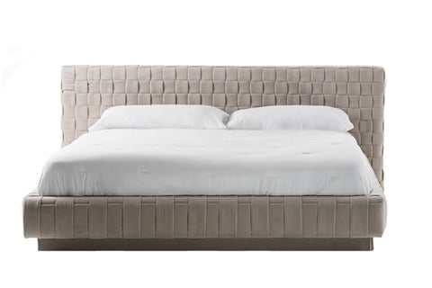 Modrest Concord Modern Grey Velvet & Black Marble & Black Ash & Aluminum Bedroom Set Model VGVC-BD2311-2301-SET