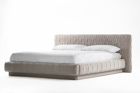 Modrest Concord Modern Grey Velvet & Black Marble & Black Ash & Aluminum Bedroom Set Model VGVC-BD2311-2301-SET