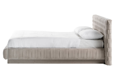 Modrest Concord Modern Grey Velvet & Black Marble & Black Ash & Aluminum Bedroom Set Model VGVC-BD2311-2301-SET