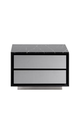Modrest Concord Modern Black Marble & Black Ash & Aluminum Nightstand Model VGVC-N2301