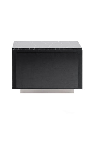 Modrest Concord Modern Black Marble & Black Ash & Aluminum Nightstand Model VGVC-N2301