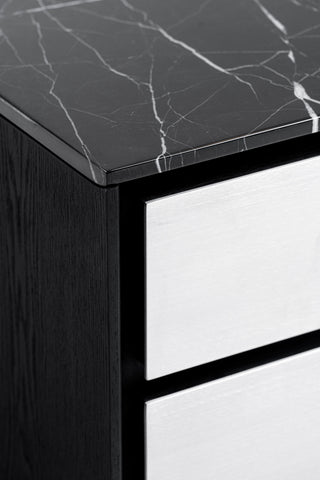 Modrest Concord Modern Black Marble & Black Ash & Aluminum Nightstand Model VGVC-N2301