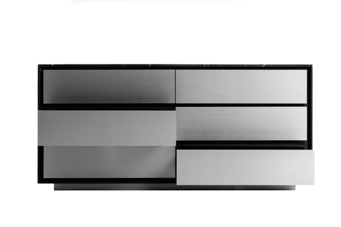 Modrest Concord Modern Black Marble & Black Ash & Aluminum Dresser Model VGVC-J2301-D