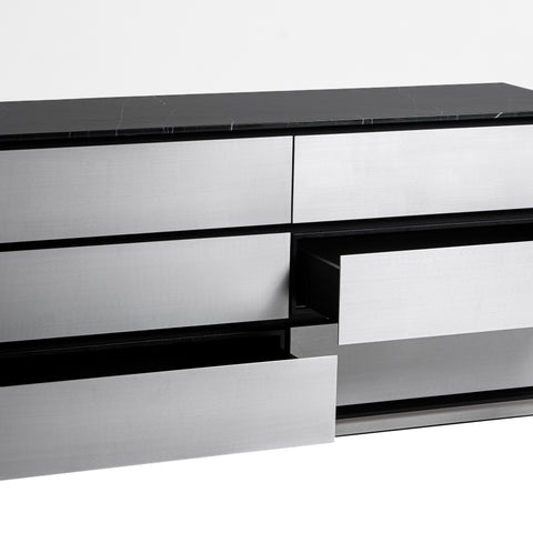 Modrest Concord Modern Black Marble & Black Ash & Aluminum Dresser Model VGVC-J2301-D