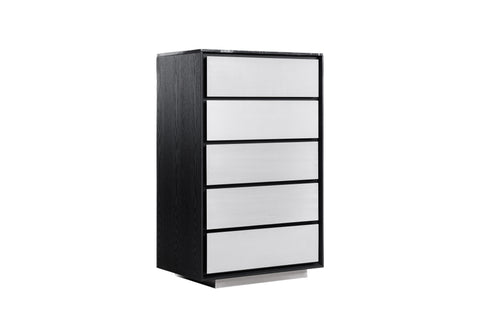 Modrest Concord Modern Black Marble & Black Ash & Aluminum Chest Model VGVC-J2301-5H