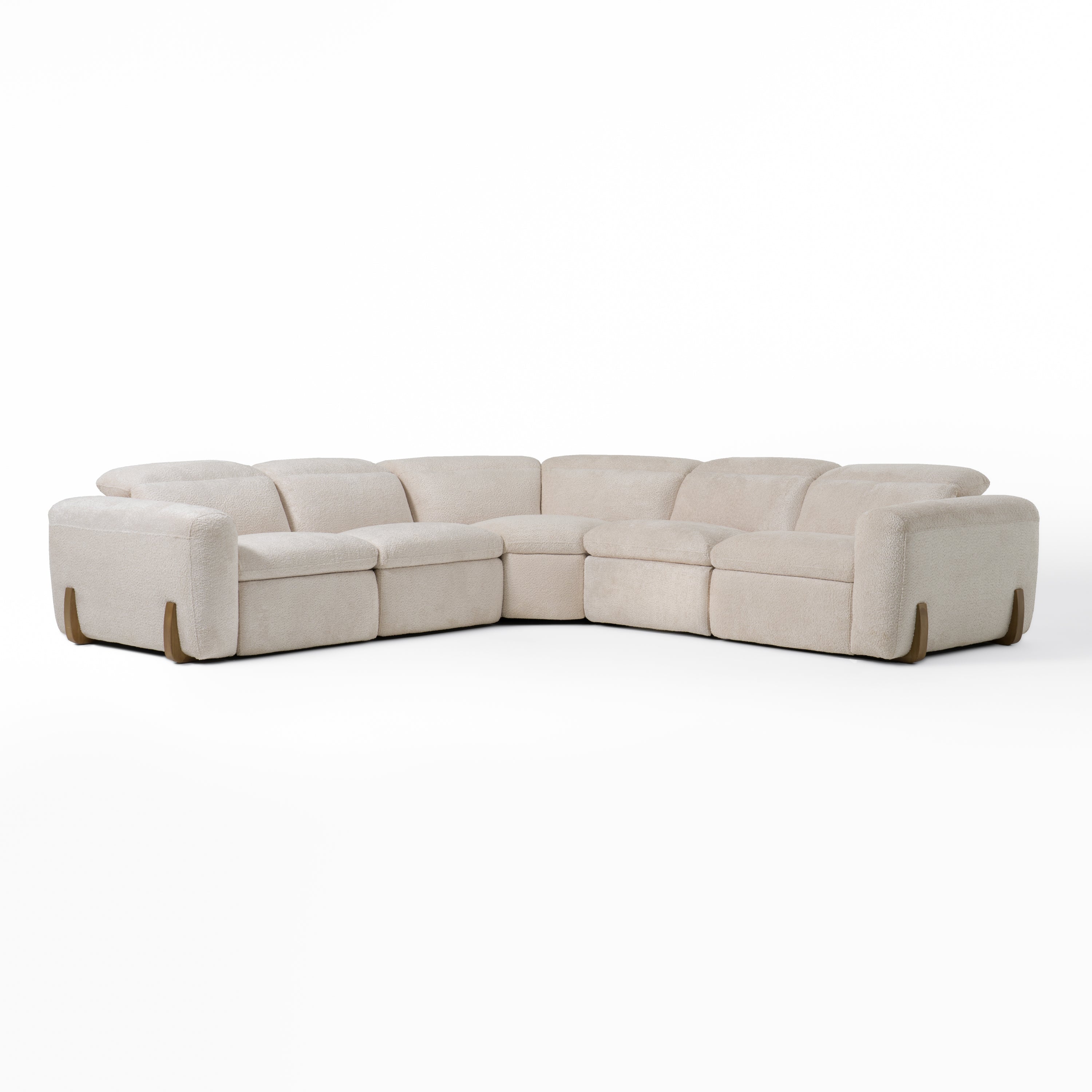Divani Casa Conrad Modern Beige Fabric Sectional With 3 Recliners Model VGKVKM.856-SND