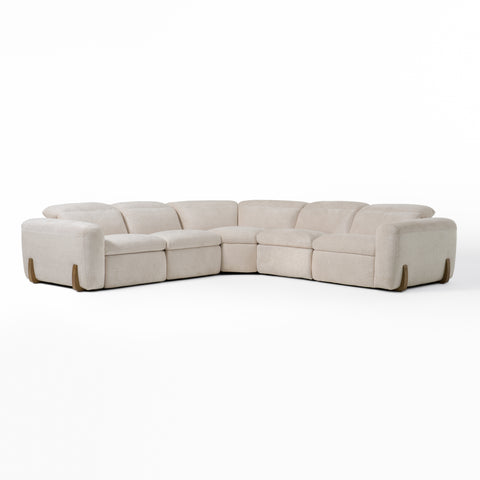 Divani Casa Conrad Modern Beige Fabric Sectional With 3 Recliners Model VGKVKM.856-SND