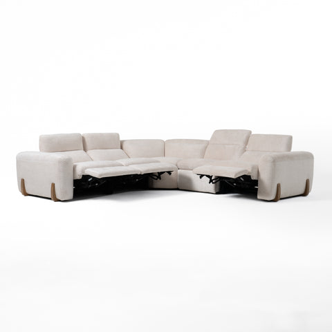 Divani Casa Conrad Modern Beige Fabric Sectional With 3 Recliners Model VGKVKM.856-SND