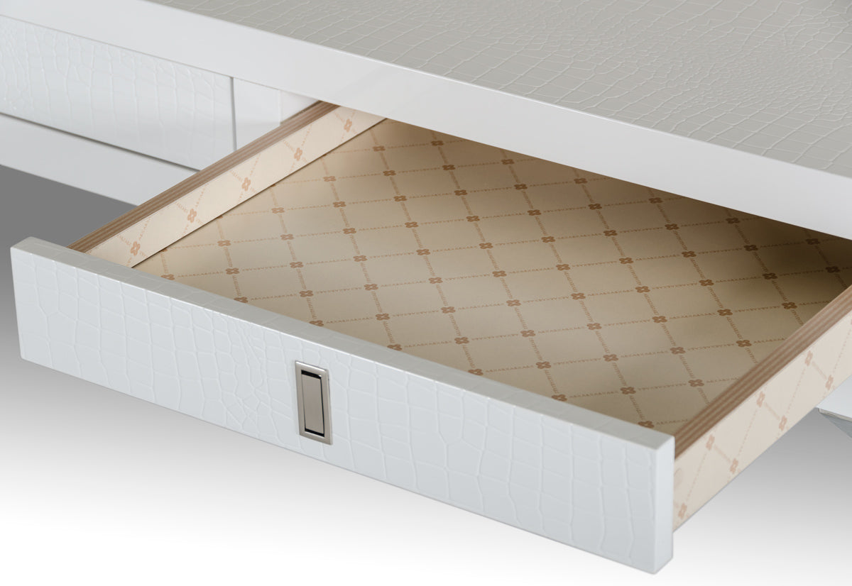 A&X Congress Transitional White Crocodile Office Desk Model VGUNAS706-150-WHT