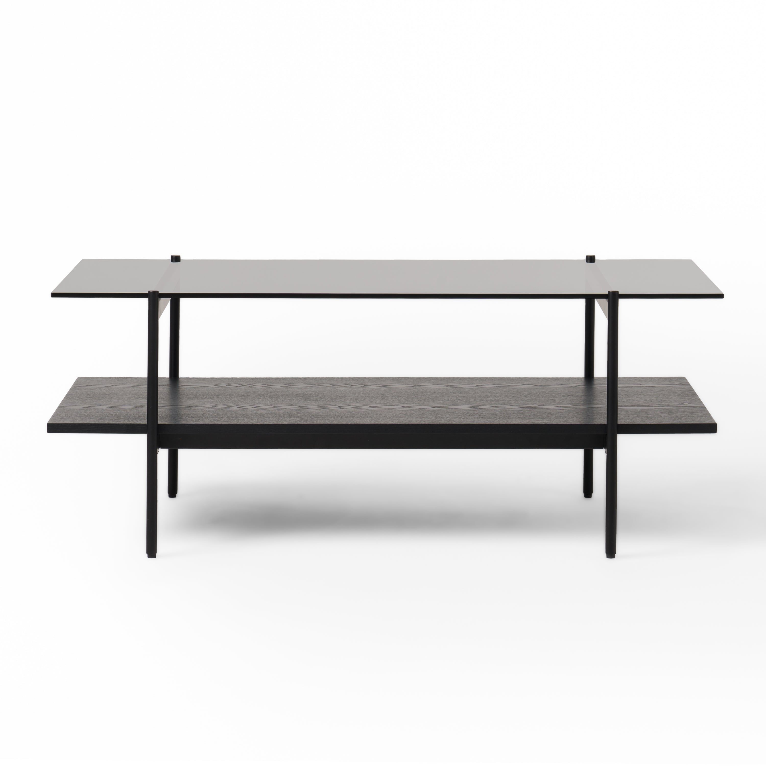 Modrest Conley Mid Century Modern Grey Glass & Black Ash Coffee Table Model VGDWJ5934