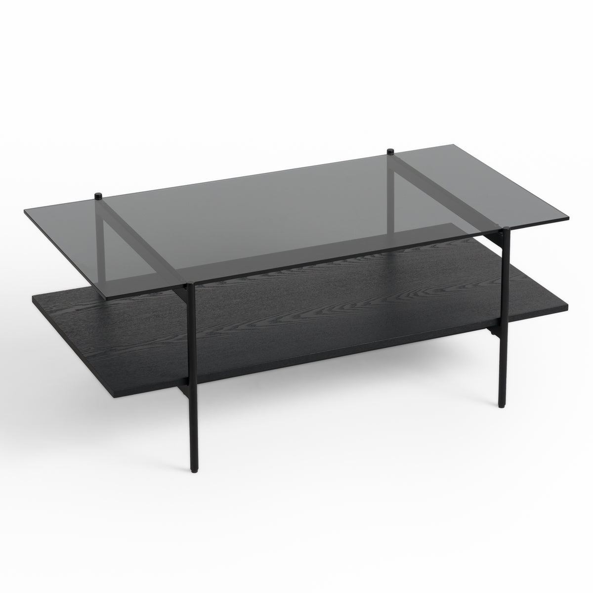 Modrest Conley Mid Century Modern Grey Glass & Black Ash Coffee Table Model VGDWJ5934