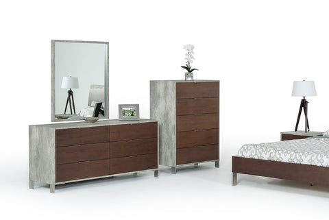 Nova Domus Conner Modern Dark Walnut & Faux Concrete Dresser