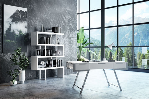 Modrest Maze Modern White High Gloss Bookcase