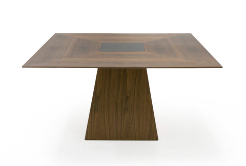 Modrest Cora Modern Walnut And Black Tempered Glass Dining Table Model VGBB-MI1412-WAL-DT