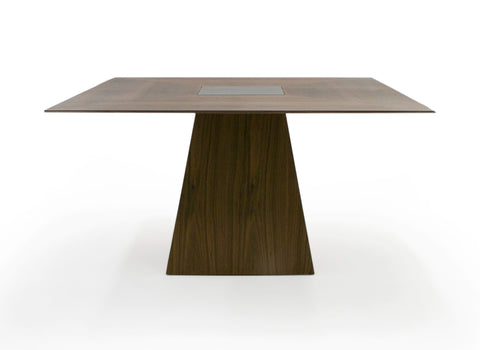 Modrest Cora Modern Walnut And Black Tempered Glass Dining Table Model VGBB-MI1412-WAL-DT