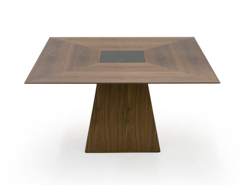 Modrest Cora Modern Walnut And Black Tempered Glass Dining Table Model VGBB-MI1412-WAL-DT