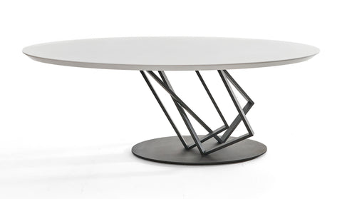Modrest Corbett Modern High Gloss White With Frosted Glass Dining Table Model VGVCT1920-3