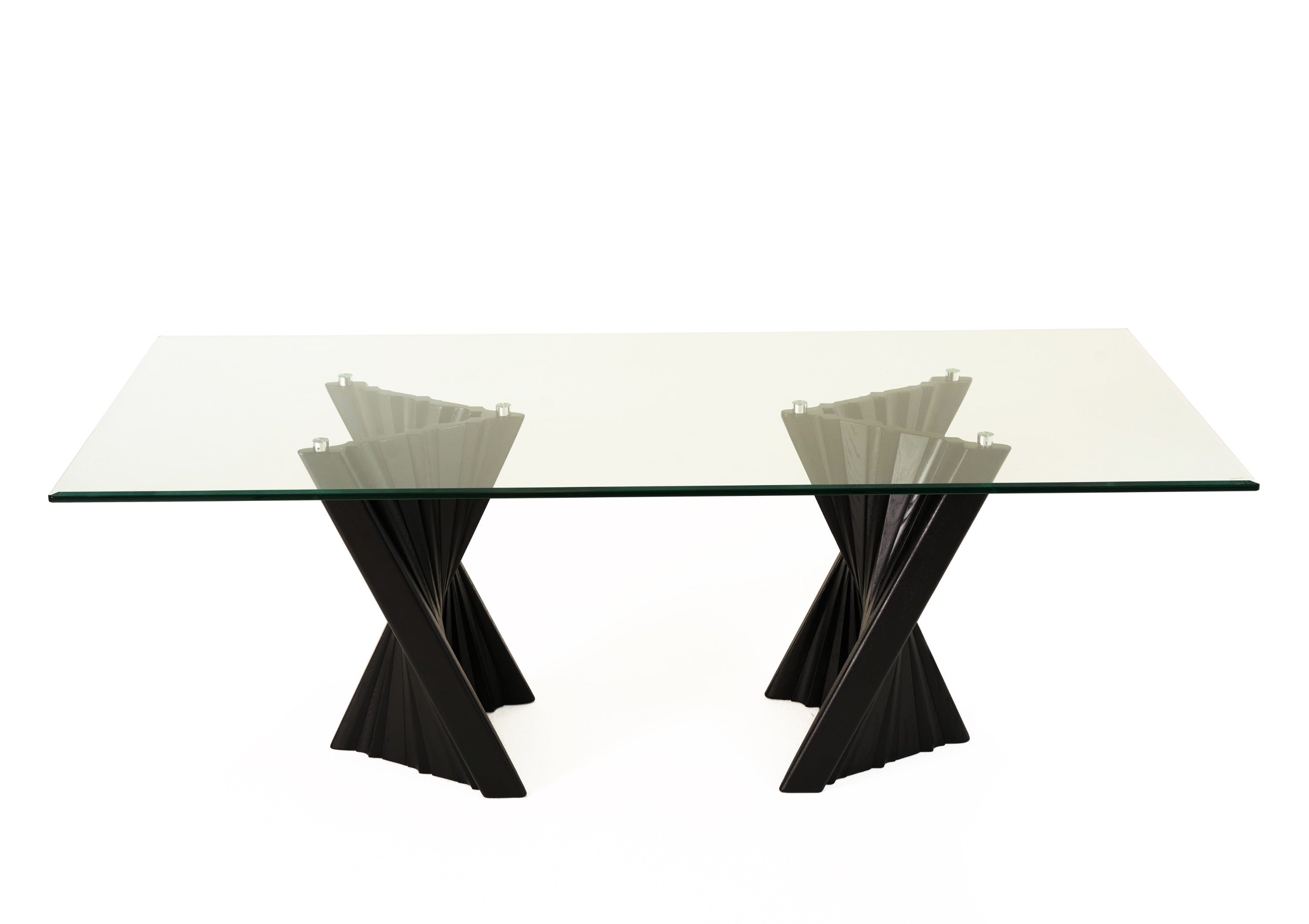 Modrest Corbin Mid Century Black Ash & Glass Dining Table Model VGCSDT-1571-BLK