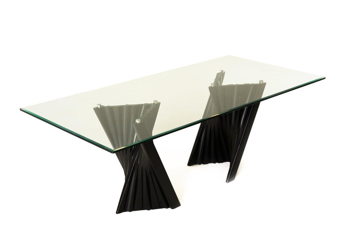 Modrest Corbin Mid Century Black Ash & Glass Dining Table Model VGCSDT-1571-BLK