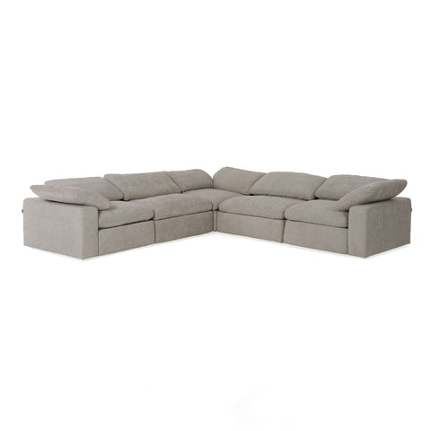 Divani Casa Corinth Modern Gray Fabric Sectional Sofa With 3 Power Recliners Model VGKM-KM.920-GRY