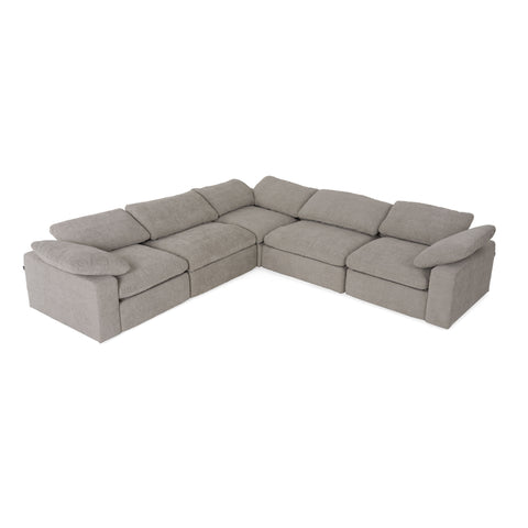 Divani Casa Corinth Modern Gray Fabric Sectional Sofa With 3 Power Recliners Model VGKM-KM.920-GRY