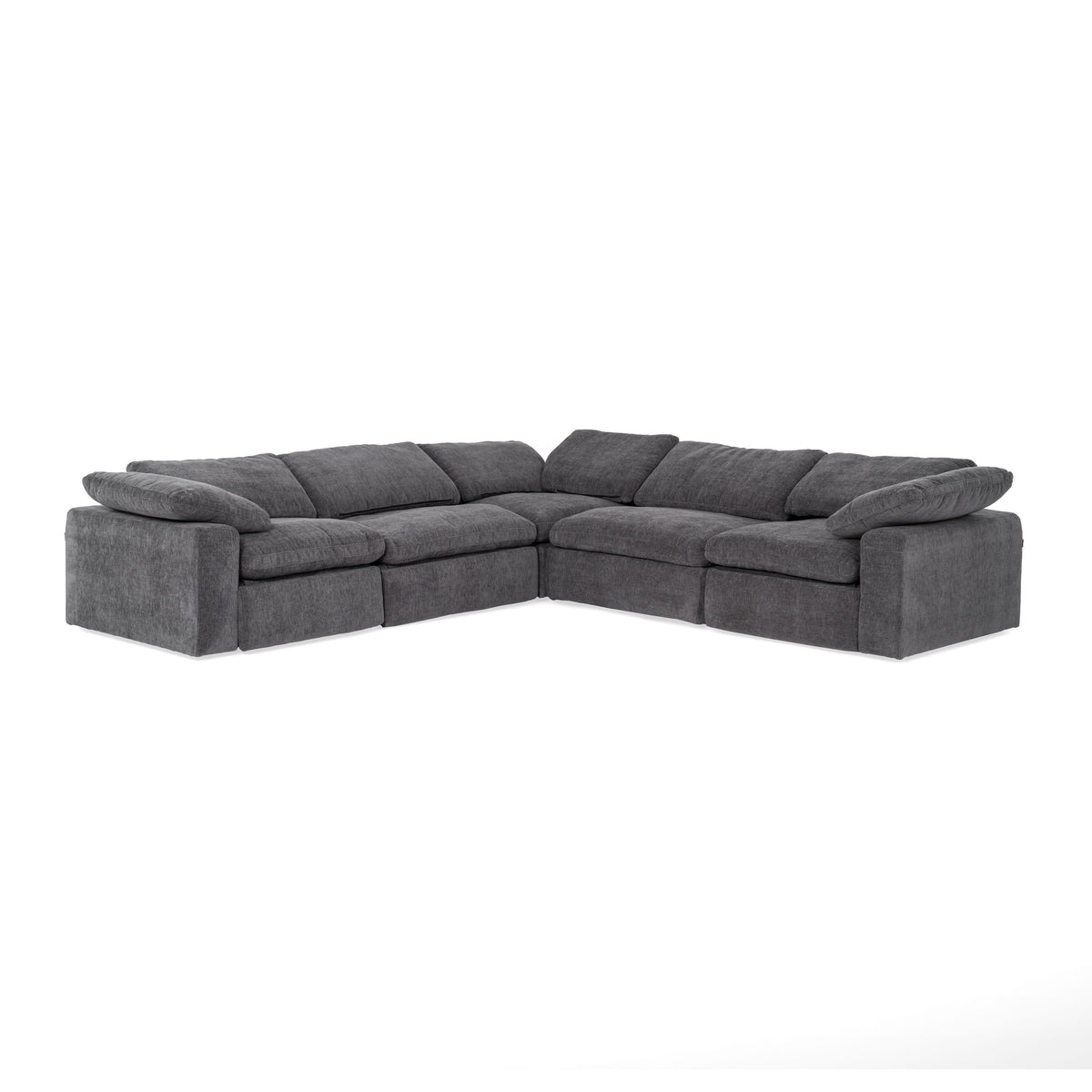 Divani Casa Corinth Modern Dark Gray Fabric Sectional Sofa With 3 Power Recliners Model VGKM-KM.920-CHAR