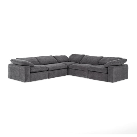 Divani Casa Corinth Modern Dark Gray Fabric Sectional Sofa With 3 Power Recliners Model VGKM-KM.920-CHAR