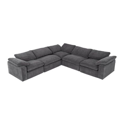 Divani Casa Corinth Modern Dark Gray Fabric Sectional Sofa With 3 Power Recliners Model VGKM-KM.920-CHAR