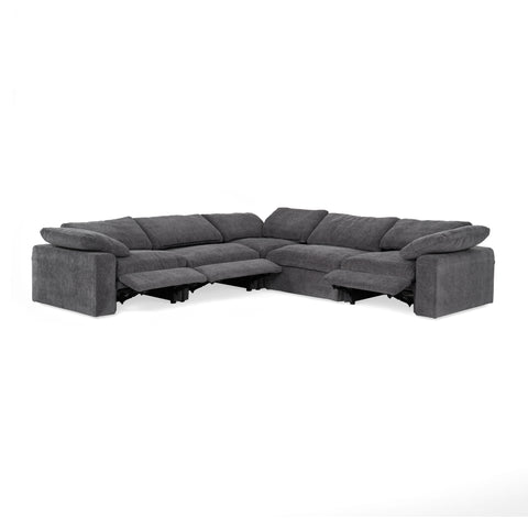 Divani Casa Corinth Modern Dark Gray Fabric Sectional Sofa With 3 Power Recliners Model VGKM-KM.920-CHAR