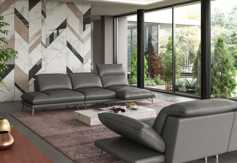 Lamod Italia Milano Italian Modern Leather Grey Reversible Sectional Sofa Model VGCCMILANO-SECT