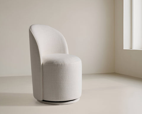 Modrest Correa Modern White Fabric Swivel Dining Chair Model VGKK-KF.Y1179-WHT