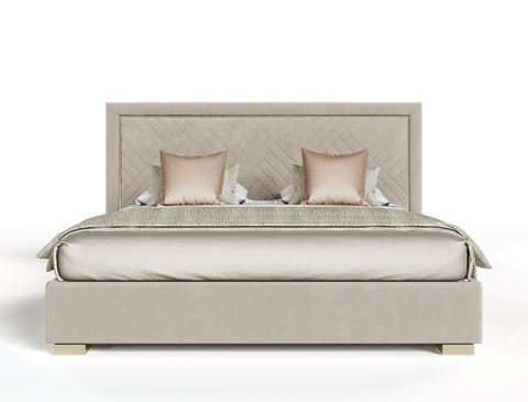 Modrest Corrico Off White Velvet Modern Bed Model VGVCBD1906-19-BED
