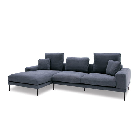 Divani Casa Corwith Modern Blue Fabric Left Facing Sectional  Model VGMB-C019-BLU