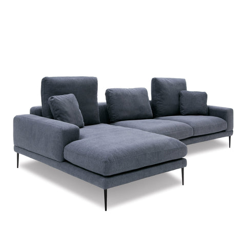 Divani Casa Corwith Modern Blue Fabric Left Facing Sectional  Model VGMB-C019-BLU