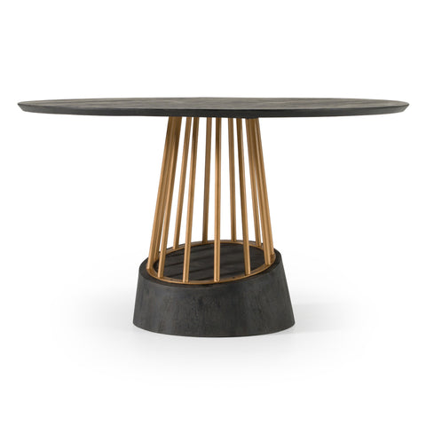 Modrest Cotopaxi Modern Charcoal & Brass Round Dining Table Model VGNR-NI90202