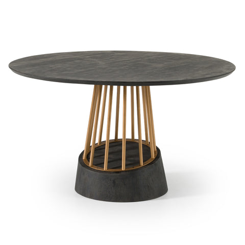 Modrest Cotopaxi Modern Charcoal & Brass Round Dining Table Model VGNR-NI90202