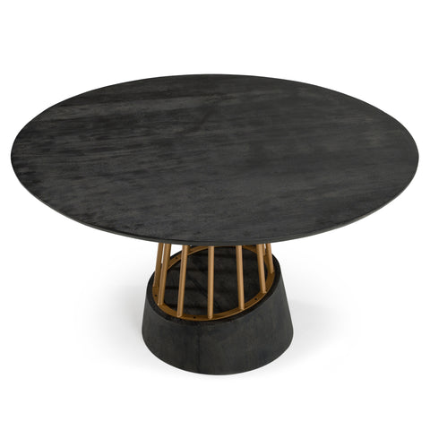 Modrest Cotopaxi Modern Charcoal & Brass Round Dining Table Model VGNR-NI90202