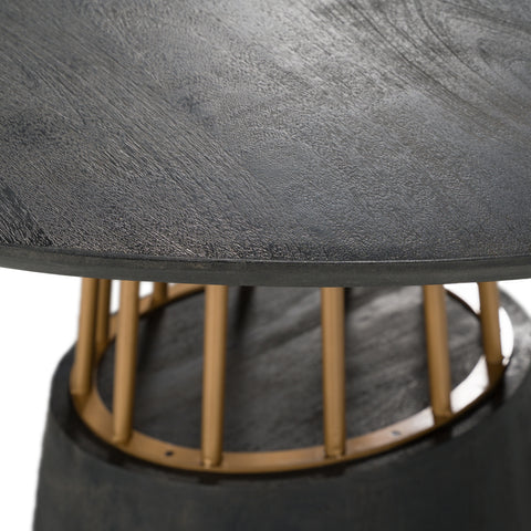 Modrest Cotopaxi Modern Charcoal & Brass Round Dining Table Model VGNR-NI90202