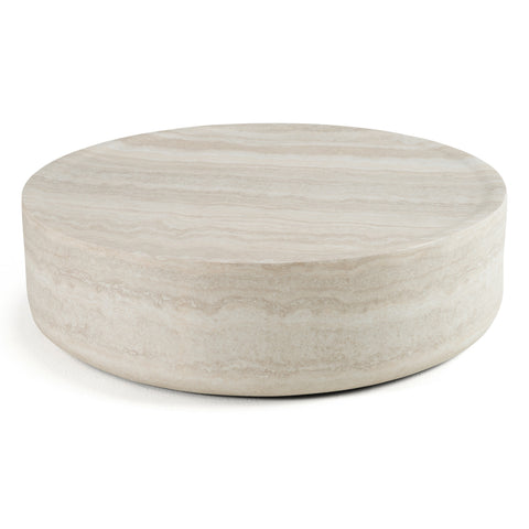 Modrest Cozad Modern Faux Travertine Round Coffee Table Model VGVC-CT25093