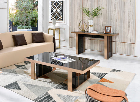Nova Domus Cartier Modern Black Rosegold Console Table